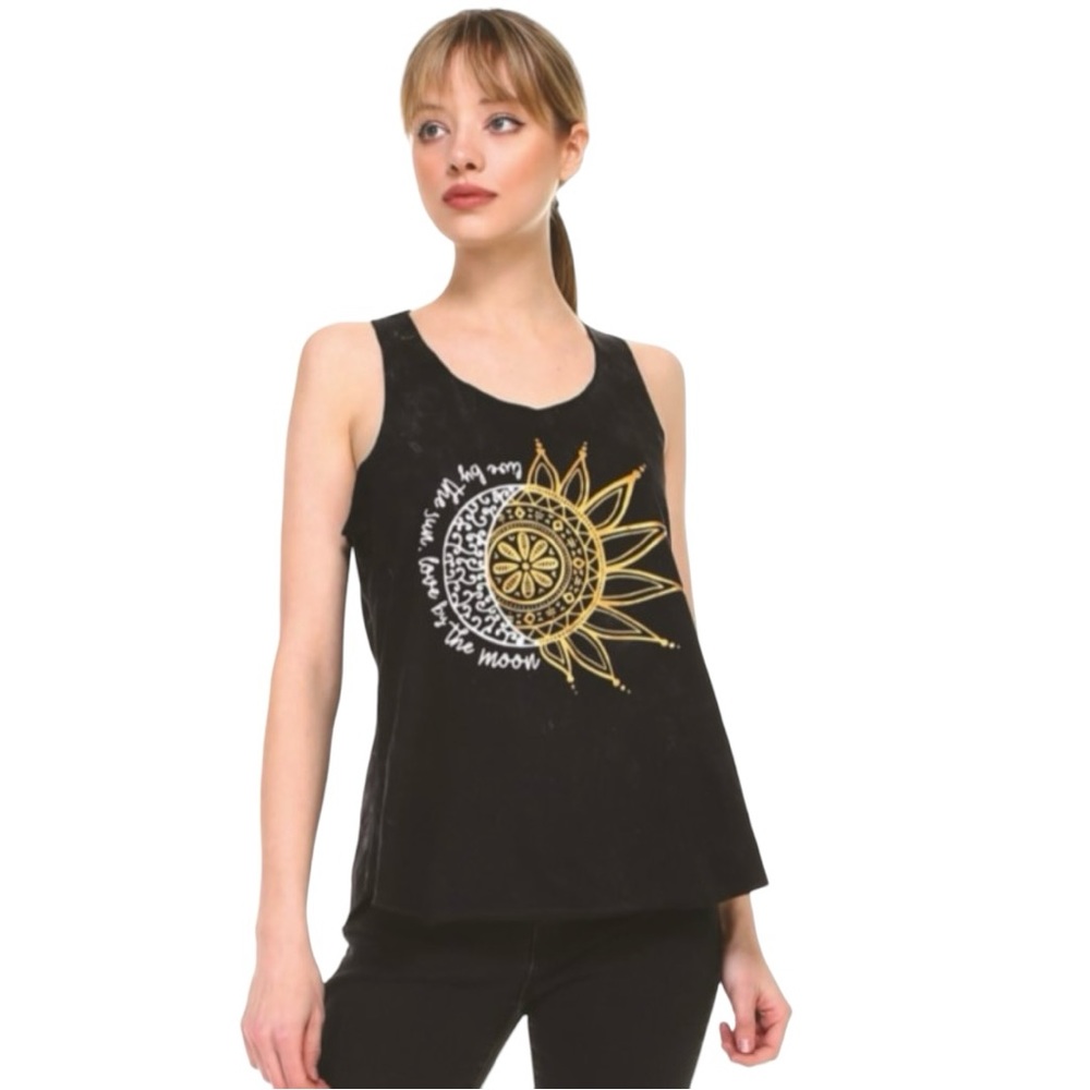 The Collection Royal Stonewashed Black True Hippie Sun Moon Women’s L/XL…
